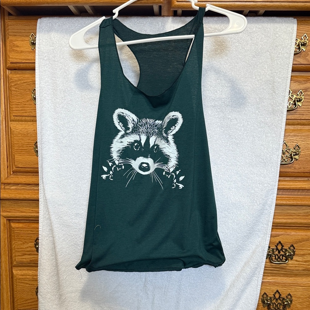 SHEIN Forest Green Raccoon Print Tank Top